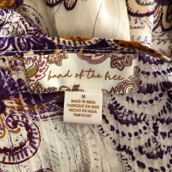 Band Of The Free NWT Lyonnette Paisley Boho Long Sleeve Mini Dress Cream Purple - Picture 8 of 13